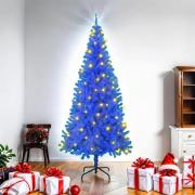 vidaXL Konstgjord julgran med 300 LED-lampor Blå 180 cm PVC