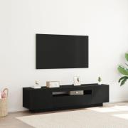 vidaXL TV-bänk med LED-lampor, svart ek, 160x35x40 cm, konstruerat trä