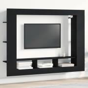 vidaXL TV-bänk väggmonterad svart ek 152x22x113 cm