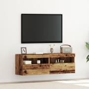 vidaXL TV-väggskåp med LED-lampor 2 st återvunnet trä 60x30x40 cm