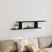 vidaXL Väggmonterad TV-hylla i svart ek, 125x18x23 cm, tillverkad av t...