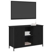 vidaXL TV-bänk svart ek 101x35x65 cm konstruerat trä och stål