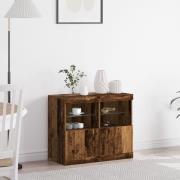 vidaXL Sideboard med LED-lampor återvunnet trä 81x37x67 cm