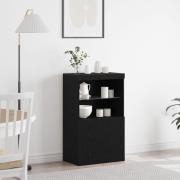 vidaXL Sideboard med LED-lampor svart ek 60x37x100 cm