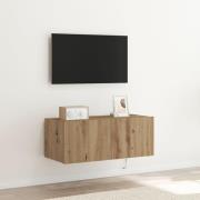 vidaXL TV-väggskåp med LED-lampor artisan ek 80x35x31 cm