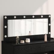 vidaXL Spegel med LED-lampor Svart Ek 100x45x18 cm