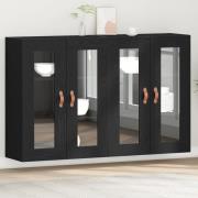 vidaXL Väggmonterade Skåp 2 delar Svart Ek 69,5x34x90 cm Ingenjörsträ