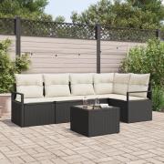 vidaXL 5-delad trädgårdssoffa med kuddar brunt polyrattan, vidaXL 2-si...