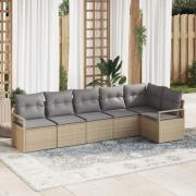 vidaXL 6-delat Trädgårdsoffset med Kuddar Beige Poly Rattan, vidaXL 2-...