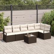 vidaXL 6-delars trädgårdsoffagrupp med kuddar grå poly rattan, vidaXL ...