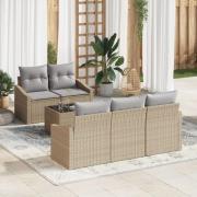vidaXL 6 Delars Trädgårdsoffset med Kuddar Beige Poly Rotting