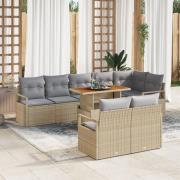 vidaXL 9-delad Trädgårdsoffagrupp med Kuddar Beige Poly Rattan Akacia,...