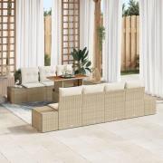 vidaXL 8-delars Trädgårdsset med Kuddar Beige Poly Rattan Akacia