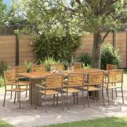 vidaXL 11-delars trädgårdsdining set grå poly rattan acacia, vidaXL st...