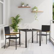 vidaXL Stapelbara Trädgårdstolar med Kuddar - 2 Delars Set i Svart Pol...