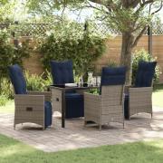 vidaXL 5-delat trädgårdsmöbelset med kuddar Grå Poly Rattan, vidaXL Tr...