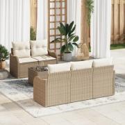 vidaXL 6-delat trädgårdsoffset med kuddar Beige Poly Rattan, vidaXL 2-...