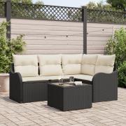 vidaXL 4-delars trädgårdsoffaset med kuddar Brown Poly Rattan, vidaXL ...