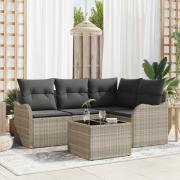vidaXL Trädgårdsoffset om 5 med Kuddar Grå Poly Rattan, vidaXL 2-sitsi...