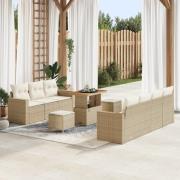 vidaXL 10-delars trädgårdsoffset med kuddar Beige Poly rotting Akacia,...