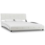 vidaXL Sängram utan madrass vit läderimitation 135x190 cm