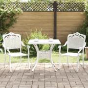 vidaXL 3-delars trädgårdsbistro set i vit gjuten aluminium