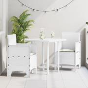 vidaXL Trädgårdsstolar med Kuddar 2 st Vita Poly Rattan