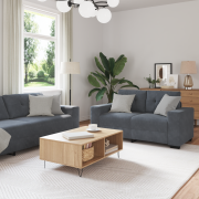 vidaXL Soffset med kudde med kudde 3 pcs Grå 221 x 78 x 80 cm Sammet