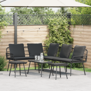 vidaXL Bistro-set med dynor 4 delar svart konstrotting