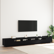 vidaXL TV-bänk med LED-lampor Svart Ek 300x35x40 cm Tillverkat trä