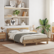 vidaXL Eksängram Hantverksmässig ek Massiv ek 140 x 190 cm Enkel