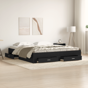 vidaXL Sängram med Lådor Svart Ek 180x200 cm Konstruerat Trä