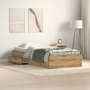 vidaXL Sängram Artisan Ek 100x200 cm Konstruerat Trä