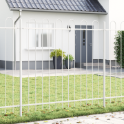 vidaXL Trädgårdsstaket med bågformad topp vit 10,2x1,5 m stål