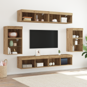 vidaXL 8-delad TV vägg enheter med LED Artisan ek konstruerat trä