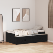 vidaXL Förvaringsbäddram Svart ek 90x190 cm