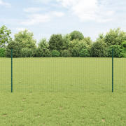vidaXL Euro Staket med 11 U-poster Grön 1x25 m Stål