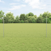 vidaXL Euro Staket med 10 U-stolpar Silver 1,2x10 m Stål