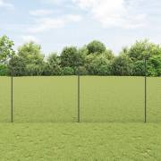 vidaXL Kedjestängsel med 20 U-poster Grå 1.5x10 m Stål