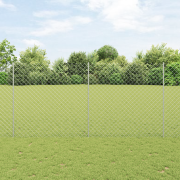 vidaXL Kedjegärdesgård med 20 U-stolpar Silver 1.5x10 m Stål