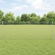 vidaXL Svetsat Wire Za med 5 U-inlägg Silver 0.8x10 m Stål