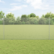 vidaXL Svetsat Trådgrind med 10 U-stolpar Silver 1.2x10 m Stål