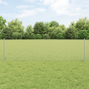 vidaXL svetsat trådstängsel med 10 U-poster Silver 0,6x25 m Stål