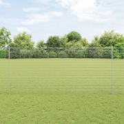 vidaXL svetsat trådgärd med 22 U-poster Silver 1.4x25 m Stål