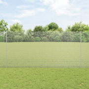 vidaXL Väldigt trådstängsel med 22 U-stolpar Silver 1,6x25 m Stål