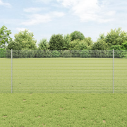 vidaXL Svetsat trådgarden med 44 U-stolpar Silver 1x50 m Stål