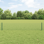 vidaXL Svetsad Trådgärd med 11 U-poster Grön 0.4x25 m Stål