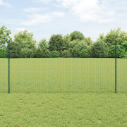 vidaXL Svetsat Trådgärd med 11 U-stolpar Grön 1.2x25 m Stål