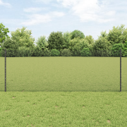 vidaXL Svetsat Trådgärde med 11 U-stolpar Grå 0.8x25 m Stål
