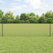vidaXL svetsat tråd-stängsel med 22 U-stolpar Grå 0.6x50 m Stål